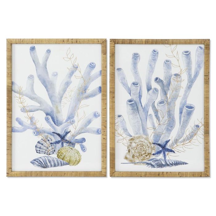 Cuadro Mediterraneo DKD Home Decor Azul Natural 2.5 x 70 x 50 cm (2 Unidades)