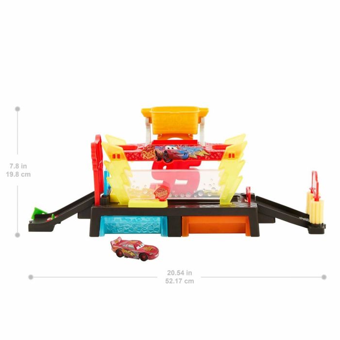 MATTEL Pista Túnel de Lavado Disney Cars con Rayo McQueen de Juguete y Función Cambio de Color 50,8cm 10