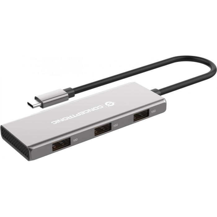Conceptronic HUBBIES17G Hub USB 3.2 Gen 2 de 7 Puertos (4x USB-C, 3x USB-A) hasta 10 Gbps con Power Delivery 100W 4