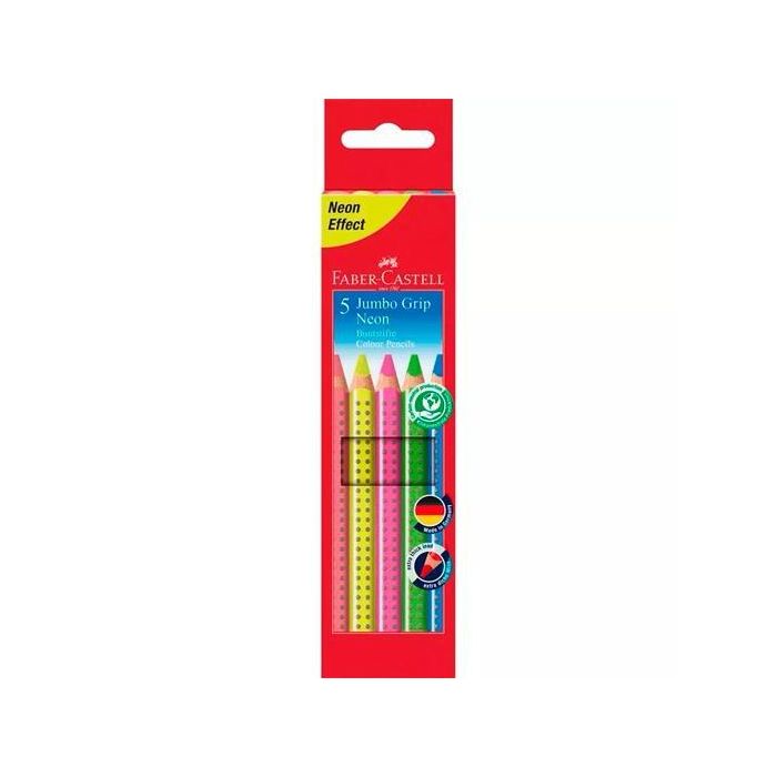 Faber Castell Lápices De Colores Jumbo Grip C-Surtidos Neón Estuche 5 Ud