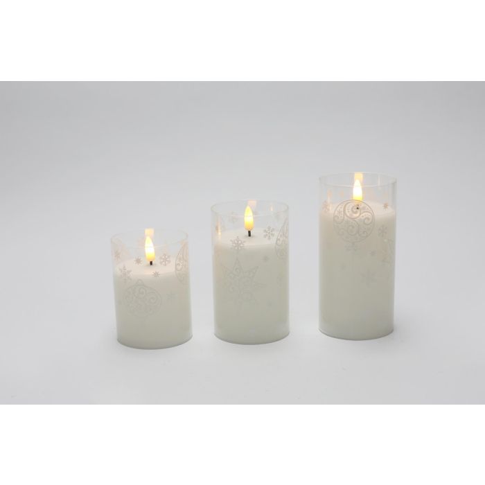 Vela Led Navidad Moderna DKD Home Decor Blanco 7.5 x 15 x 7.5 cm Set de 3 1