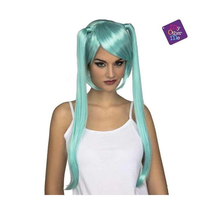 Peluca larga azul manga 155 g 4 Peluca larga azul manga 155 g 4
