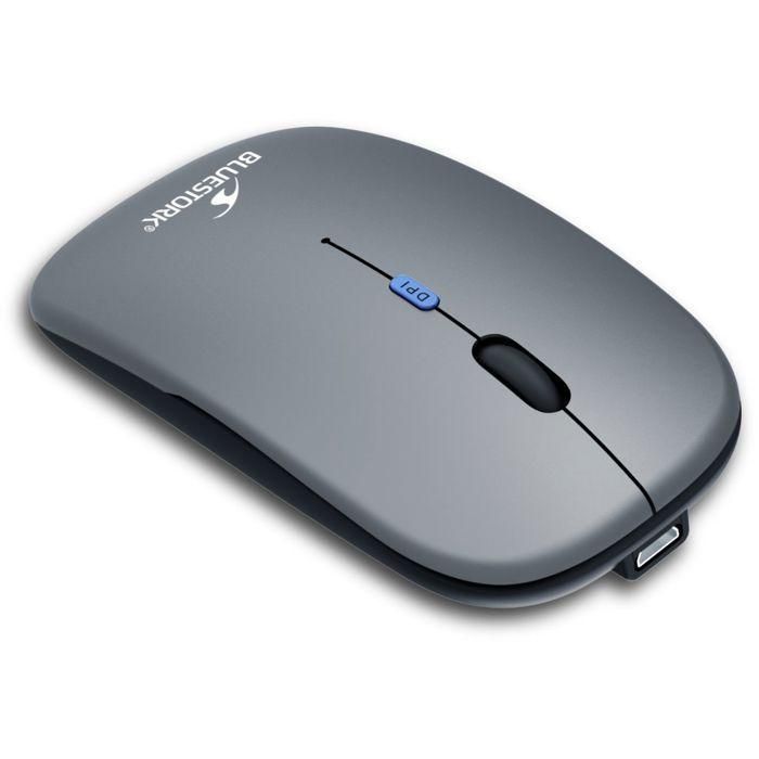 Bluestork M-WL-OFF105 Ratón Inalámbrico Silencioso Bluetooth o Adaptador 2.4 GHz Gris/Negro