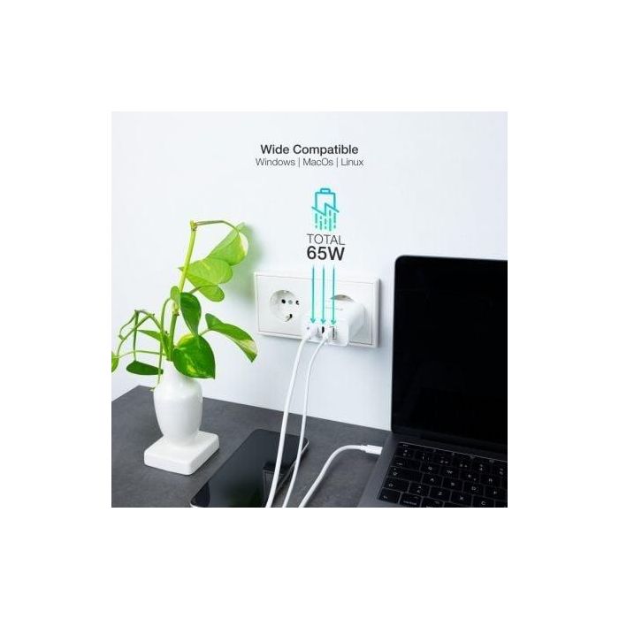 TOOQ CARGADOR DE PARED GaN 2USB-C/PD + USB-A/QC 65W 3 TOOQ CARGADOR DE PARED GaN 2USB-C/PD + USB-A/QC 65W 3