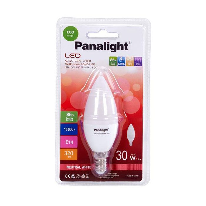 Panasonic LDAHV5L45CFE14EPL-ECO Lámpara LED Vela Frost E14 4W 4500K 2