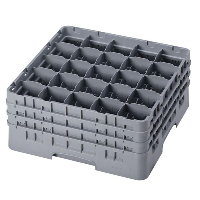 CAMBRO - 25S738-151 - Cesta de lavado 25 comp. 3 alturas - 8,7 cm Ø máx. - alt. máx. 20 cm - 50 x 50 x 22,5 cm - Gris claro