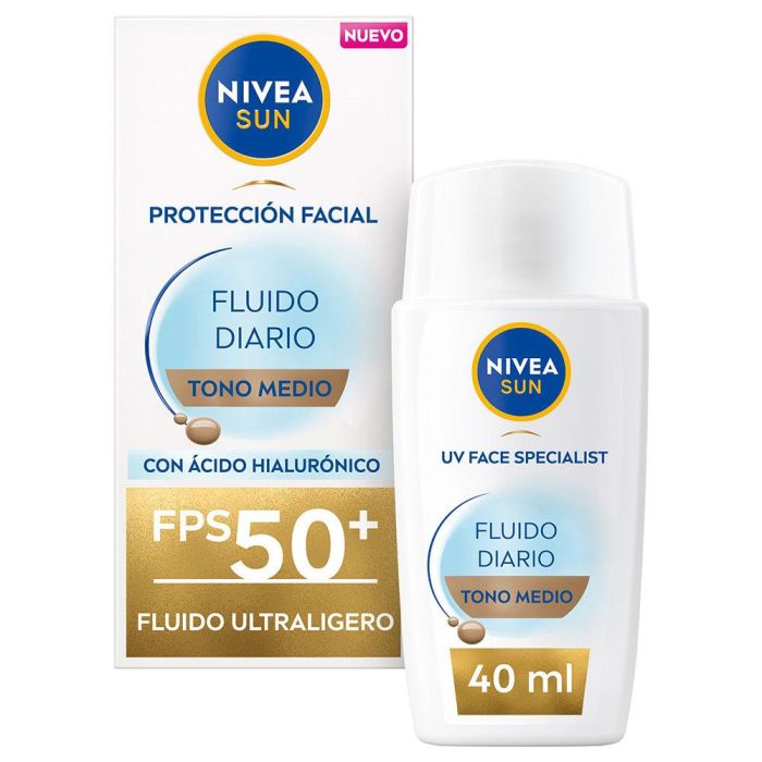 Nivea Sun Fluido Diario Protección Facial Spf50+ #Tono Medio 40 mL 1 Nivea Sun Fluido Diario Protección Facial Spf50+ #Tono Medio 40 mL 1