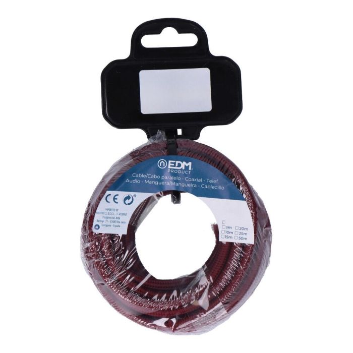 Edm Carrete cable cordón tubular H03VV-F 2x0.75mm² burdeos 5m 1 Edm Carrete cable cordón tubular H03VV-F 2x0.75mm² burdeos 5m 1