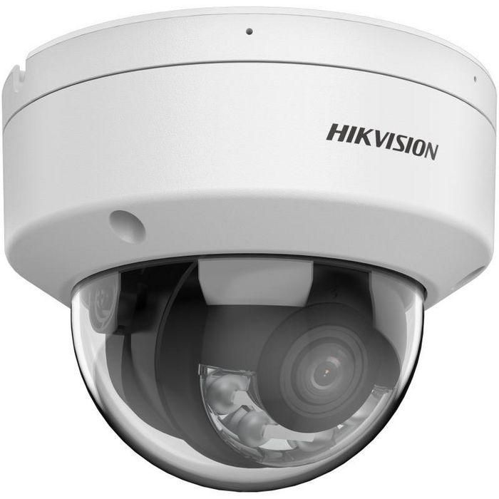 Hikvision Cámara IP domo 4M Smart Hybrid Light ColorVu 2.8mm WDR IK10 IP67 12V/PoE. Audio, alarma, luz híbrida 30m 3