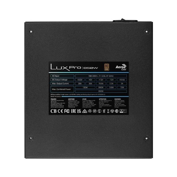 Fuente de Alimentación Aerocool LUXPRO850/ 850W/ Ventilador 14cm/ 80 Plus Bronze 4 Fuente de Alimentación Aerocool LUXPRO850/ 850W/ Ventilador 14cm/ 80 Plus Bronze 4