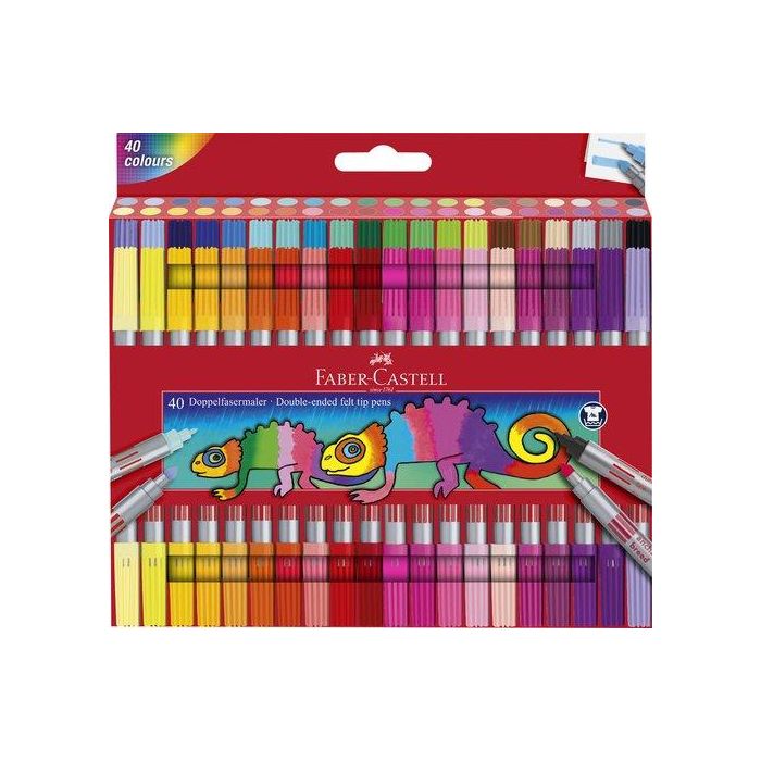 Rotulador Fibra Faber-Castell Doble Punta Caja De 40