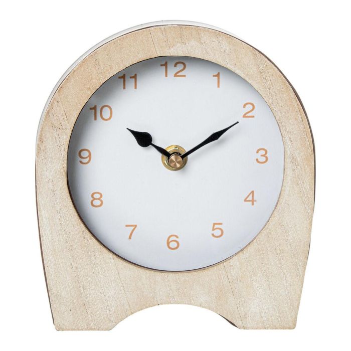 Reloj de Mesa Alexandra House Living Marrón Beige Madera Metal 14 x 16 x 5 cm