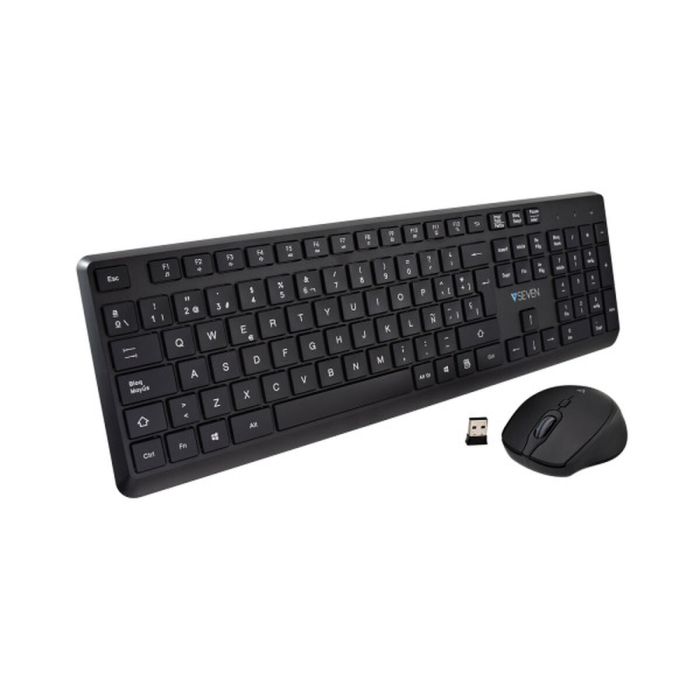 Teclado y Ratón V7 CKW350ES Negro Qwerty Español