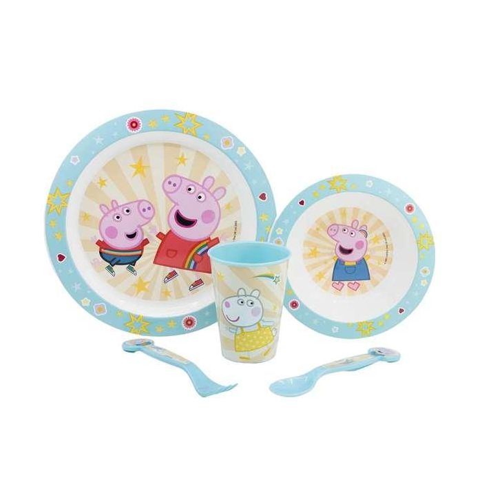 Set de plato, cuenco, vaso, cuchara y tenedor peppa core (apto para microondas) 1 Set de plato, cuenco, vaso, cuchara y tenedor peppa core (apto para microondas) 1