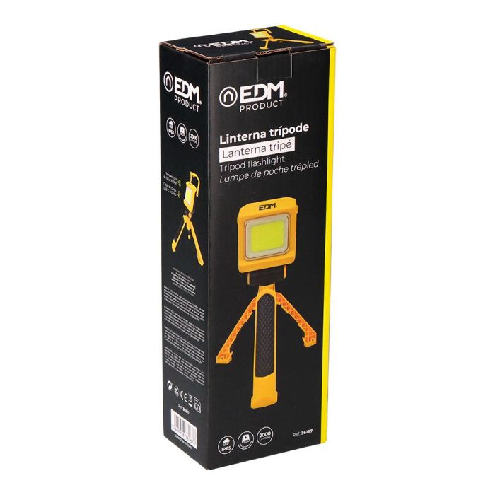 Edm Linterna trípode plegable de trabajo 2000 lm, IP65, 6000K, batería 3.7V 4400mAh, 3 modos de luz, función power bank, carga USB-C, base imantada 4 Edm Linterna trípode plegable de trabajo 2000 lm, IP65, 6000K, batería 3.7V 4400mAh, 3 modos de luz, función power bank, carga USB-C, base imantada 4