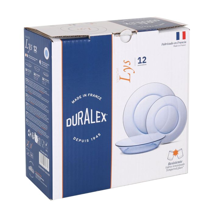 Duralex Vajilla Marine Lys 12 piezas, Platos Llano 23.5 cm, Hondo 19.5 cm, Postre 19 cm (2 Unidades) 10