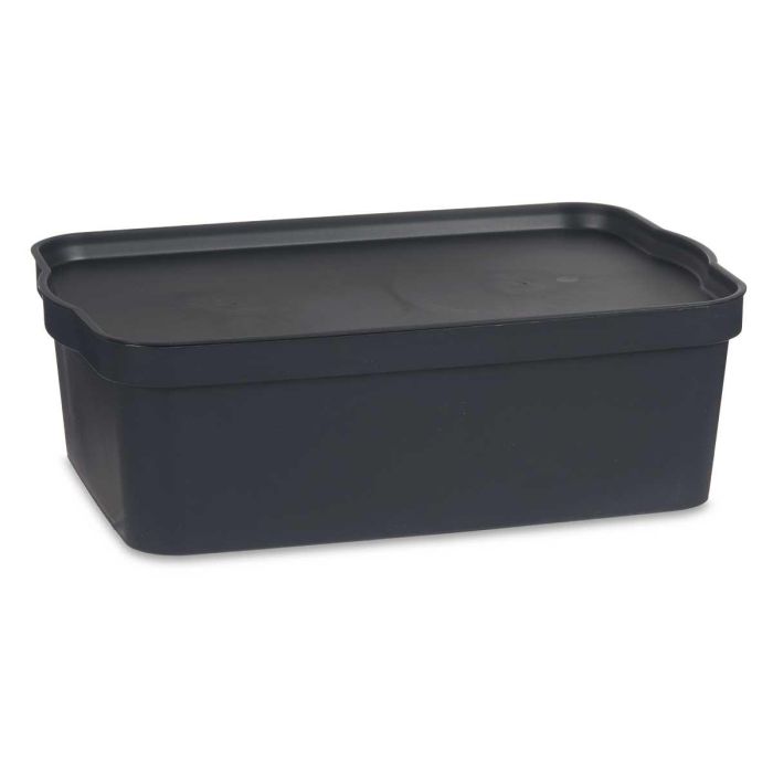 Caja Plastico Con Tapa 14L Antracita Kipit 29X14CM (12 Unidades) 1 Caja Plastico Con Tapa 14L Antracita Kipit 29X14CM (12 Unidades) 1