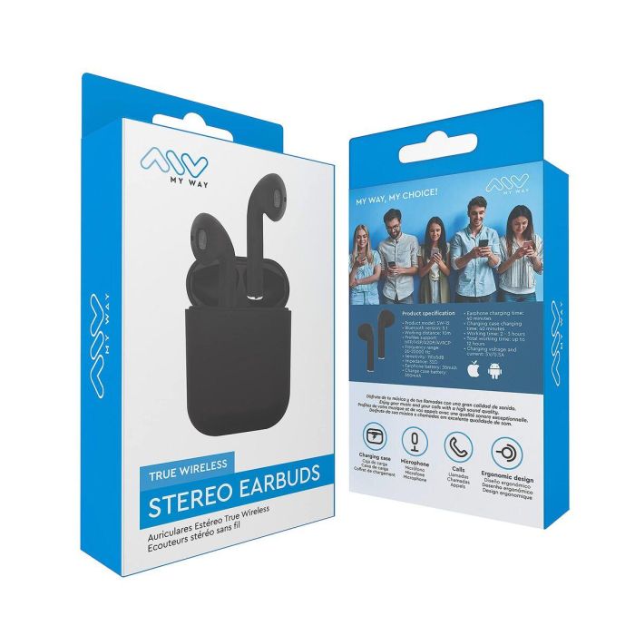 Auriculares Bluetooth Myway Wireless Touch MWHPH0031 con estuche de carga/ Autonomía 3h/ Negros 4
