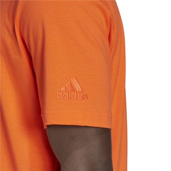 Camiseta de Manga Corta Hombre Adidas Essentials Embroidered Linear Naranja 1 Camiseta de Manga Corta Hombre Adidas Essentials Embroidered Linear Naranja 1