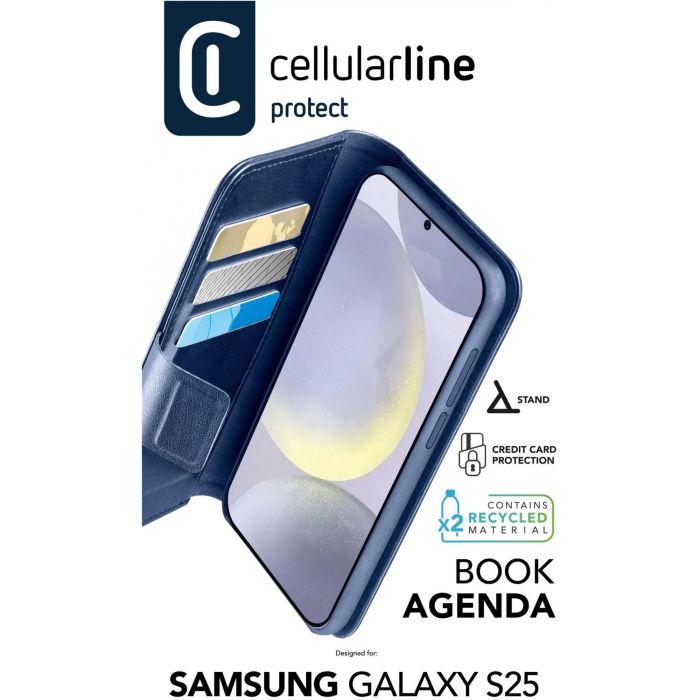 Cellularline Book Agenda 2 Case fr Samsung S25 Blue 3 Cellularline Book Agenda 2 Case fr Samsung S25 Blue 3