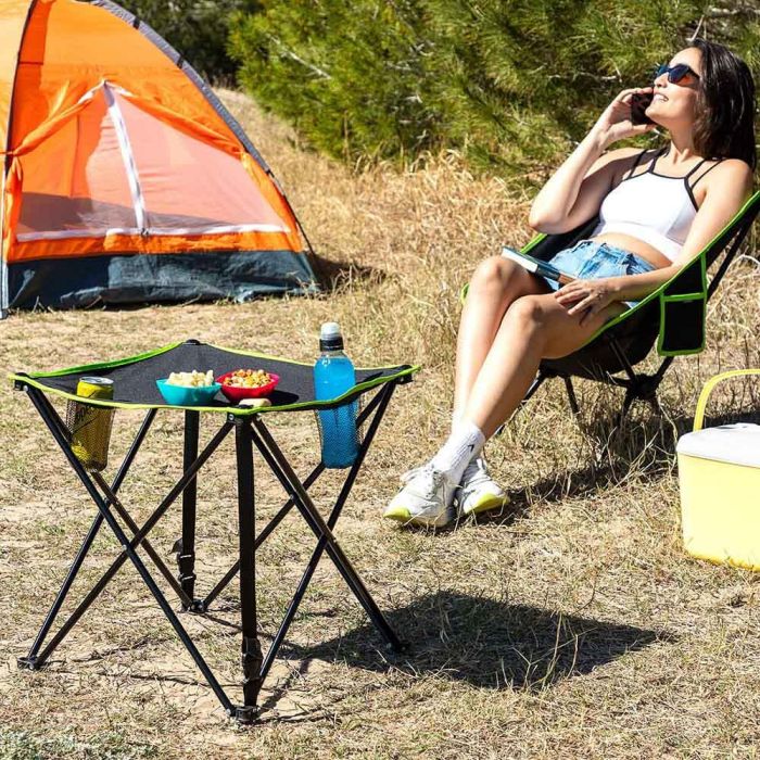 Mesa de Camping Textil Plegable con Funda Cafolby InnovaGoods 12 Mesa de Camping Textil Plegable con Funda Cafolby InnovaGoods 12
