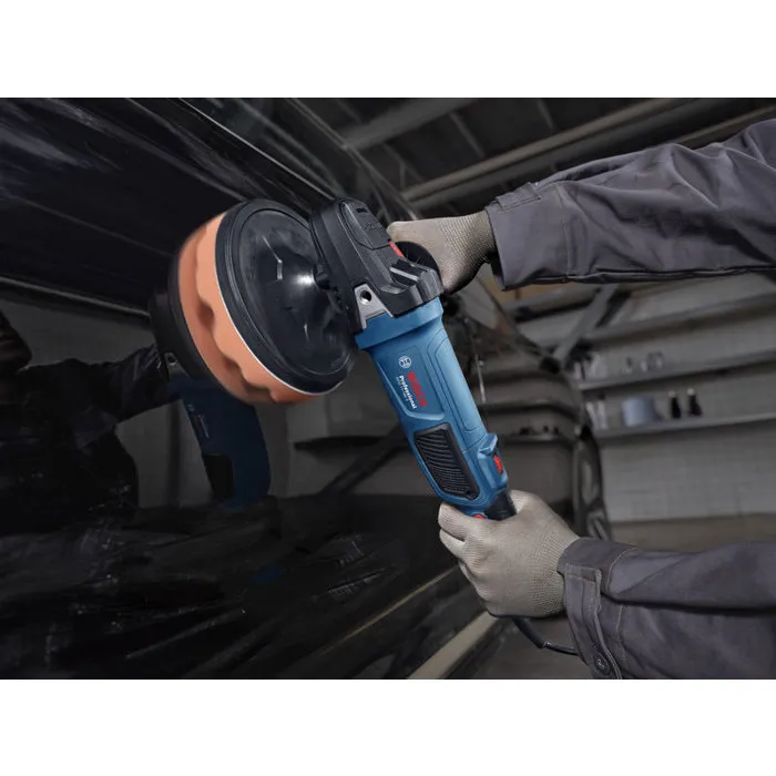 Bosch Professional Pulidora orbital GPO 11-180 S, 1100 W, 180 mm con disco, esponja y mango auxiliar.