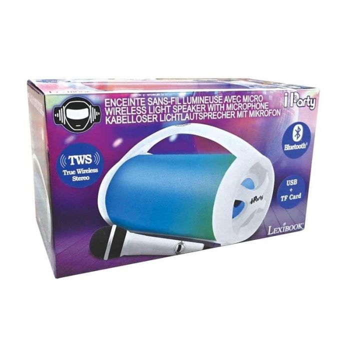 Altavoz inalámbrico con efectos luminosos y doble disco. microfono con cable extraíble. 30x16x17cm 5 Altavoz inalámbrico con efectos luminosos y doble disco. microfono con cable extraíble. 30x16x17cm 5