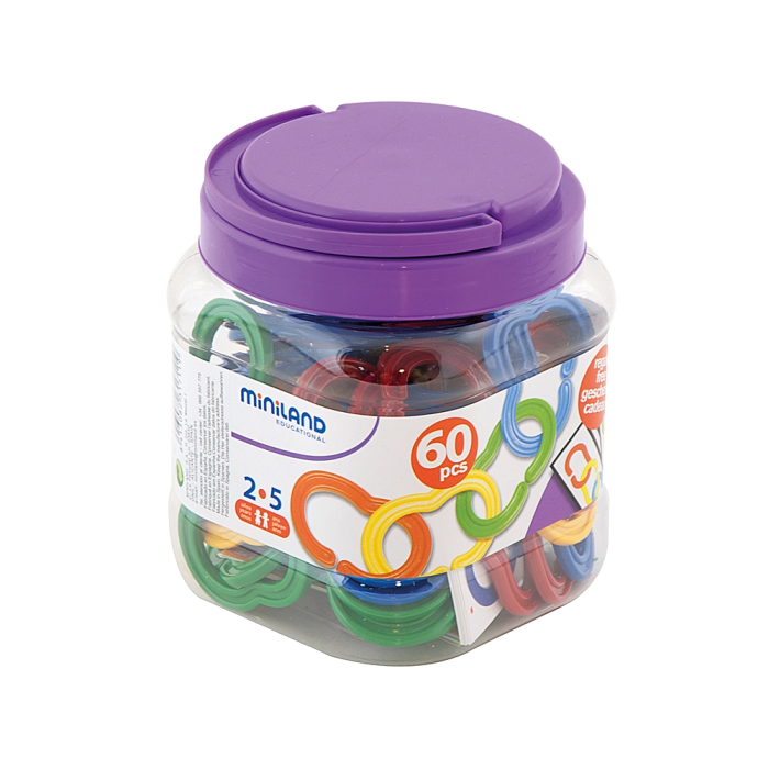Miniland Juego de Cadena de Plástico para Seriación y Clasificación, 60 Unidades 1 Miniland Juego de Cadena de Plástico para Seriación y Clasificación, 60 Unidades 1