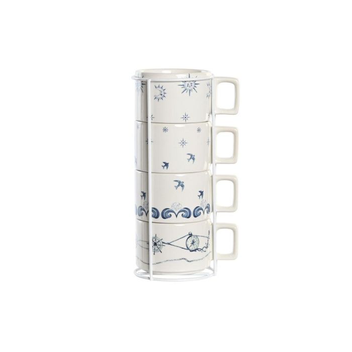 Cafe Atlantico DKD Home Decor Azul Blanco 11 x 27 x 11 cm Set de 4