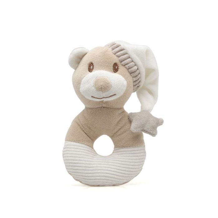 KioKids Sonajero Peluche Osito con Gorro Beige, Suave y Blandito para Bebé +0 meses, Colección Dolci Amici 2 KioKids Sonajero Peluche Osito con Gorro Beige, Suave y Blandito para Bebé +0 meses, Colección Dolci Amici 2