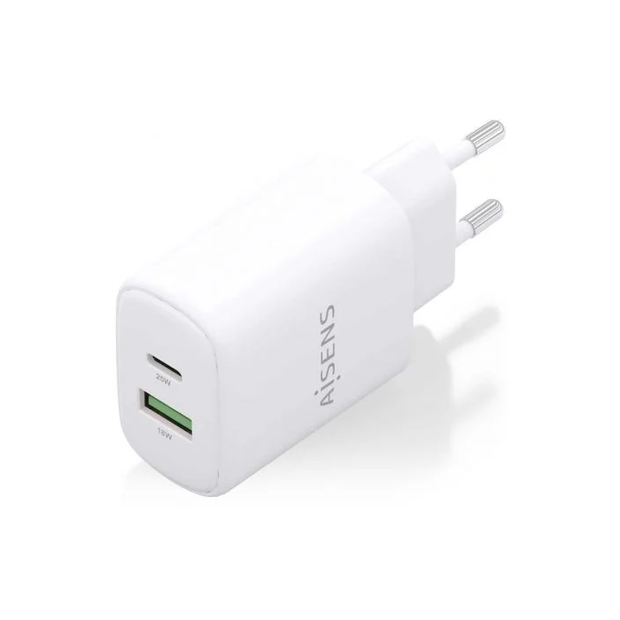 AISENS - CARGADOR 25W, 1xUSB-C PD3.0, 1xUSB-A QC3.0, BLANCO 1 AISENS - CARGADOR 25W, 1xUSB-C PD3.0, 1xUSB-A QC3.0, BLANCO 1