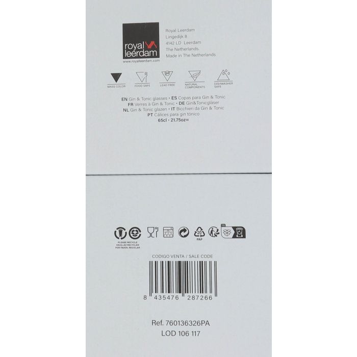 Inde Copas Gin Tonic - Set de 6 unidades, 65 cl cada una, con pie azul, 19 cm de alto