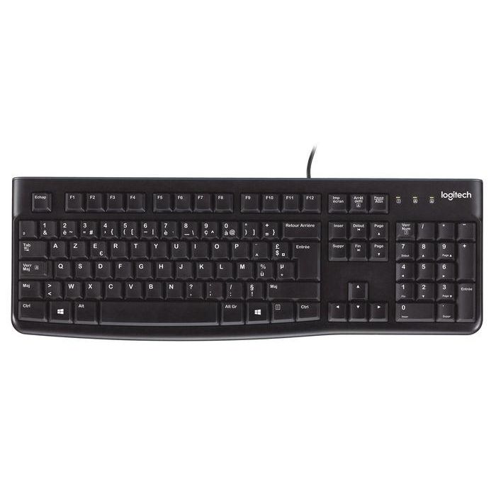 Logitech K120 Teclado USB AZERTY Negro con Teclas de Perfil Bajo, Diseño Resistente a Derrames y Escritura Silenciosa