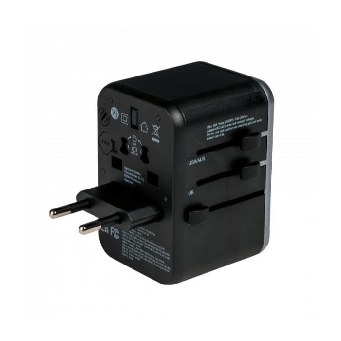 Verbatim Adaptador Universal de Viaje con 1 Puerto USB-C PD 61W, 3 Puertos USB-A, 1 Puerto USB-C, Compatible con más de 180 Países 1