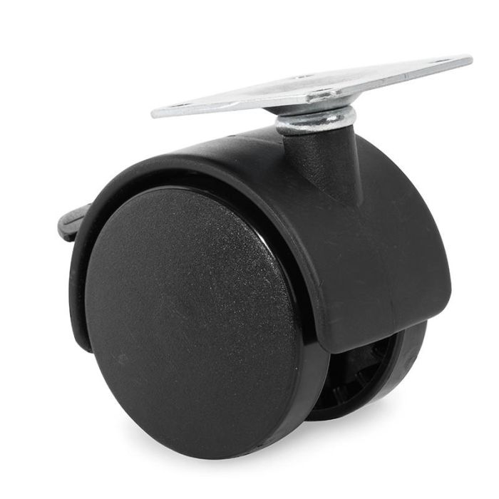 Q&Q Rueda Giratoria Telly, Aro Doble Ø50mm con Placa de Freno, Acabado Negro 1 Q&Q Rueda Giratoria Telly, Aro Doble Ø50mm con Placa de Freno, Acabado Negro 1