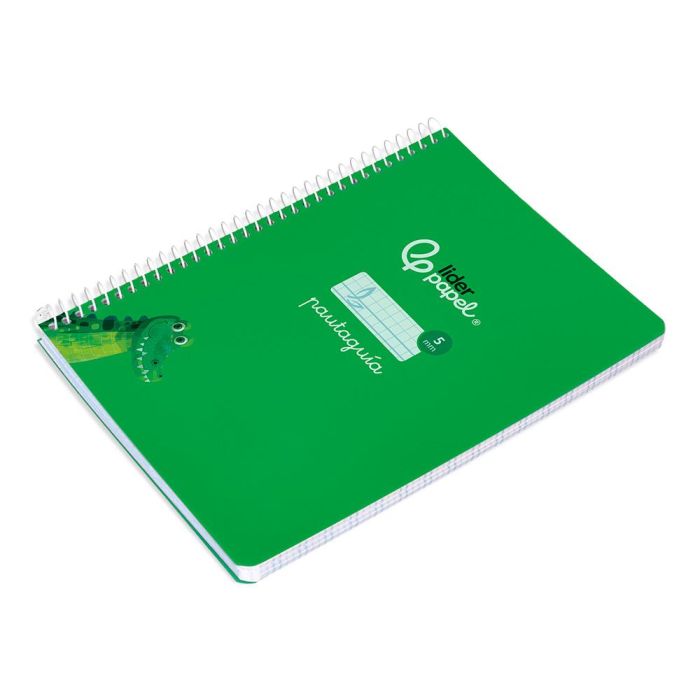 Cuaderno Espiral Liderpapel Din A5 Pautaguia Tapa Blanda 40 H 75 gr Cuadro Pautado 5 mm Color Verde 5 unidades 5