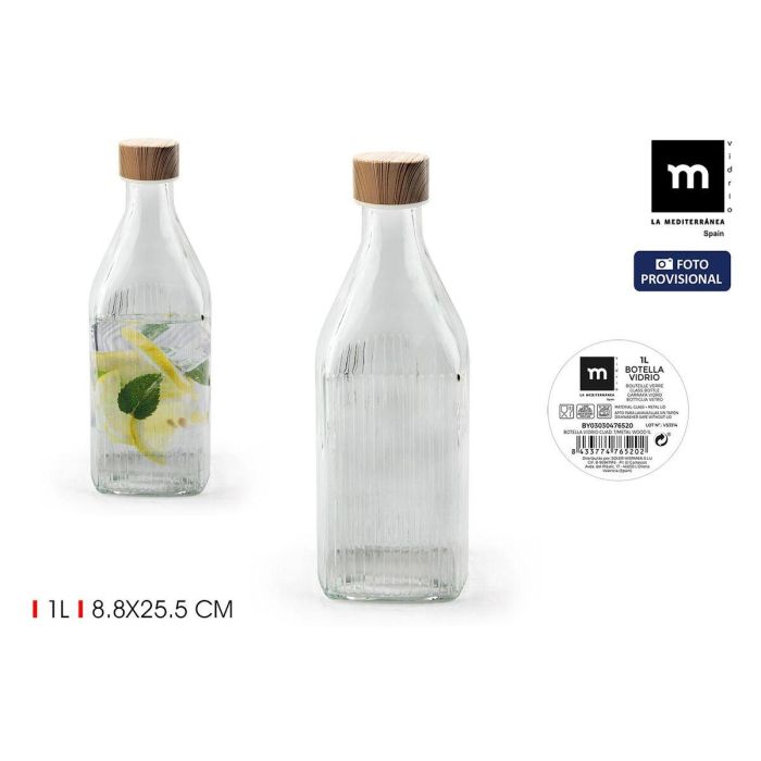 Botella de Cristal La Mediterránea Metal Vidrio 1 L (24 Unidades) 3