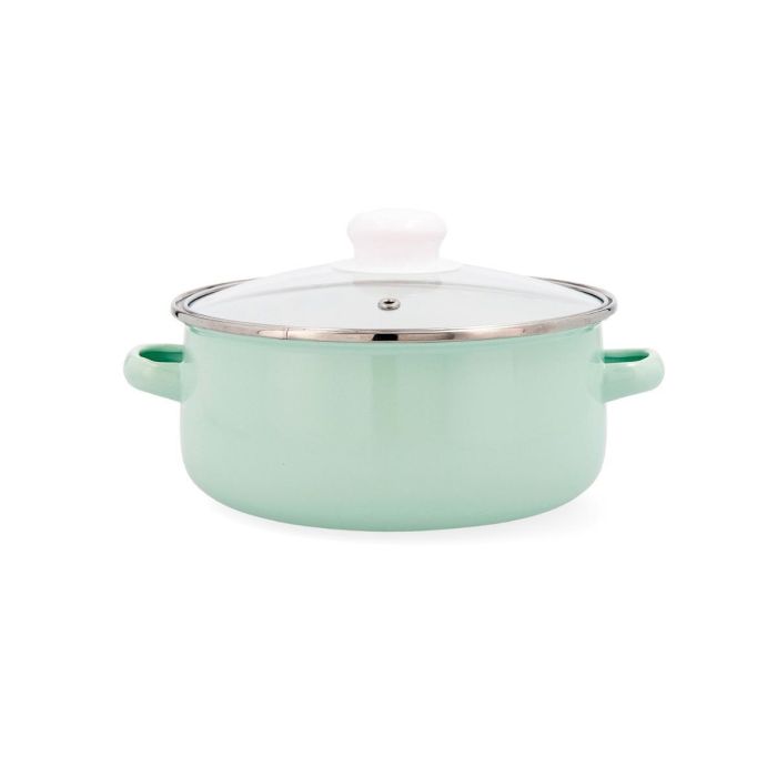 Quid Cacerola Acero Esmaltado Cocco 20 cm Verde Antiadherente, Asas Baquelita, Apta Vitrocerámica, Gas, Eléctrico, Lavavajillas