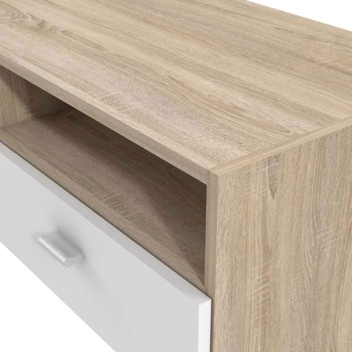 FINLANDEK Base para televisor HELPPO contemporánea blanca mate con efecto roble - An. 95 cm 2 FINLANDEK Base para televisor HELPPO contemporánea blanca mate con efecto roble - An. 95 cm 2
