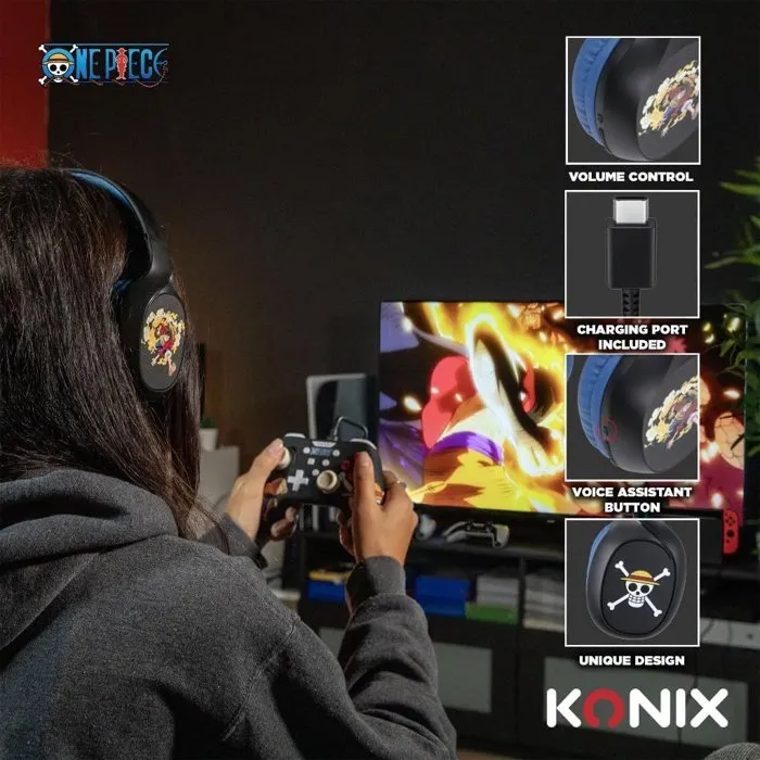 Konix Auriculares inalámbricos supraaurales Konix One Piece, Bluetooth 5.3, batería 30 horas, para smartphones y tablets