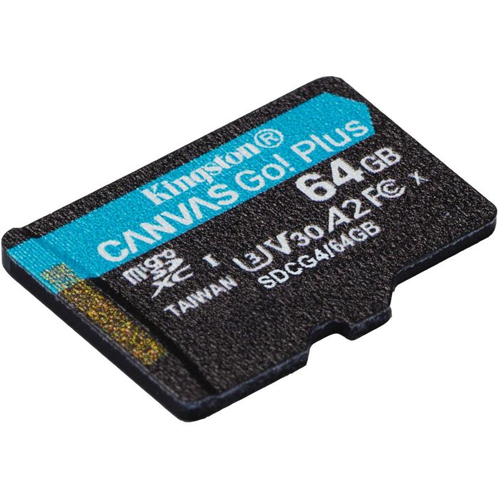 Kingston SDCG4/64GB Tarjeta de Memoria microSDXC Canvas Go! Plus 64GB 200MB/s Lectura Clase 10 U3 V30 A2 para 4K y Gaming con Adaptador 3 Kingston SDCG4/64GB Tarjeta de Memoria microSDXC Canvas Go! Plus 64GB 200MB/s Lectura Clase 10 U3 V30 A2 para 4K y Gaming con Adaptador 3