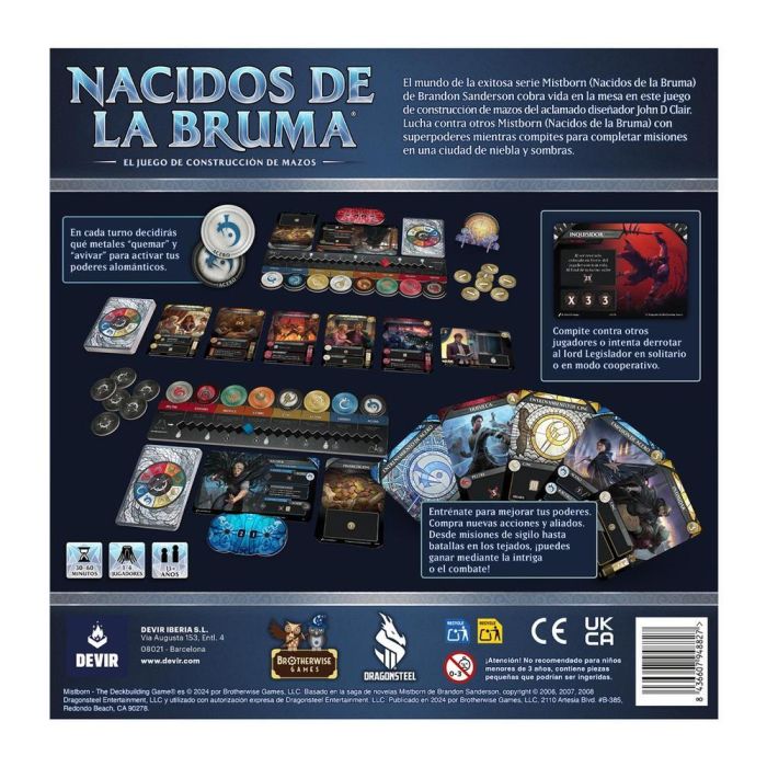 Devir Juego de Mesa Nacidos de la Bruma El Imperio Final Cosmere Brandon Sanderson Cooperativo y Competitivo 1-4 Jugadores +13 Años 3