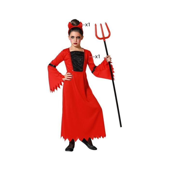Disfraz Demonia Niña Infantil Halloween Vestido y Cuernos Talla 3-4 Años Disfraz Demonia Niña Infantil Halloween Vestido y Cuernos Talla 3-4 Años