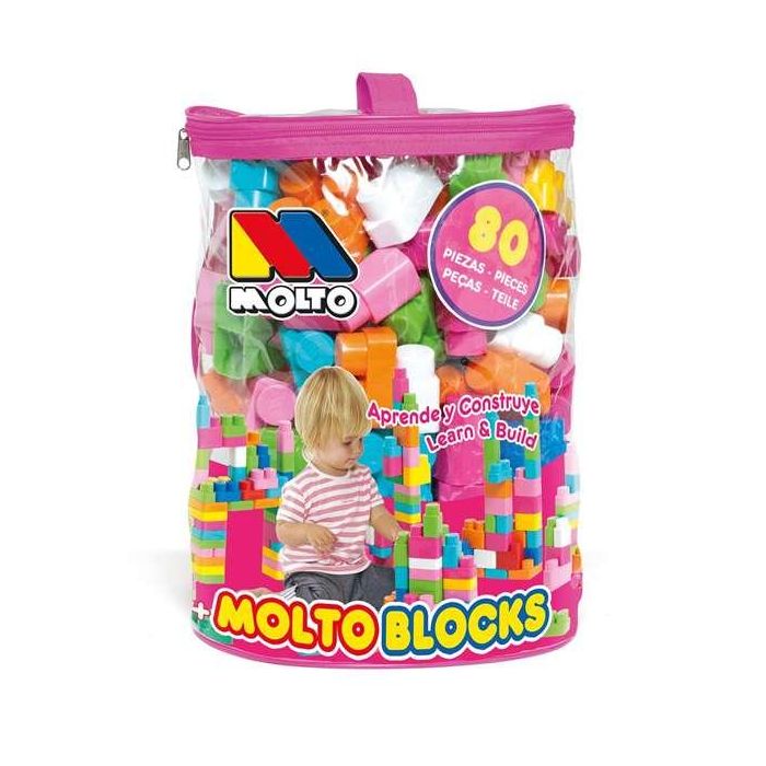 Bolsa construccion molto rosa con 80 piezas 1 Bolsa construccion molto rosa con 80 piezas 1