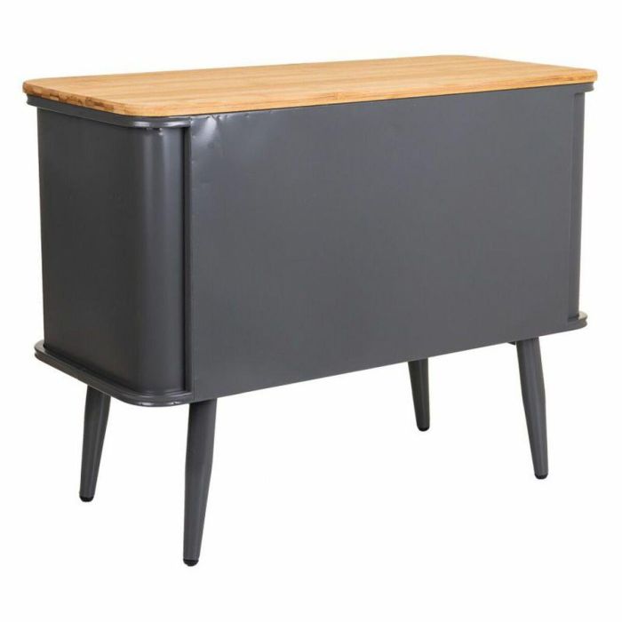 Mueble Auxiliar Alexandra House Living Marrón Negro Gris Vidrio Hierro Madera de abeto 32 x 54 x 70 cm 4