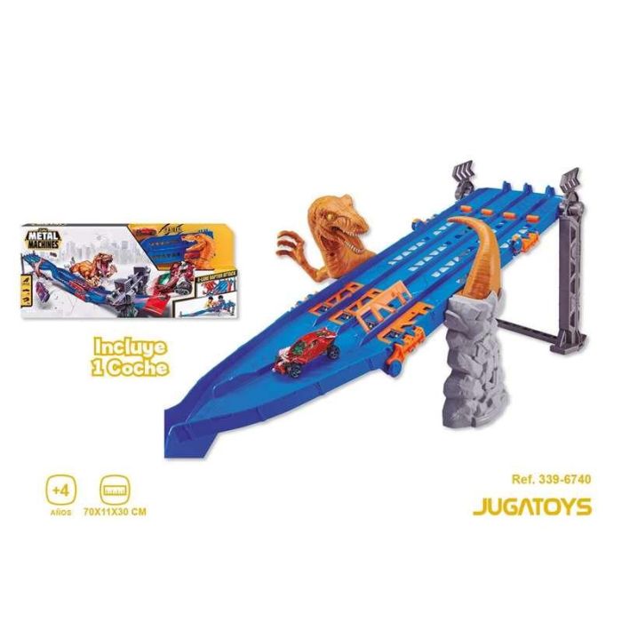 Pista metal machine dinosaurio, incluye 1 coche 70x11x30cm 2 Pista metal machine dinosaurio, incluye 1 coche 70x11x30cm 2
