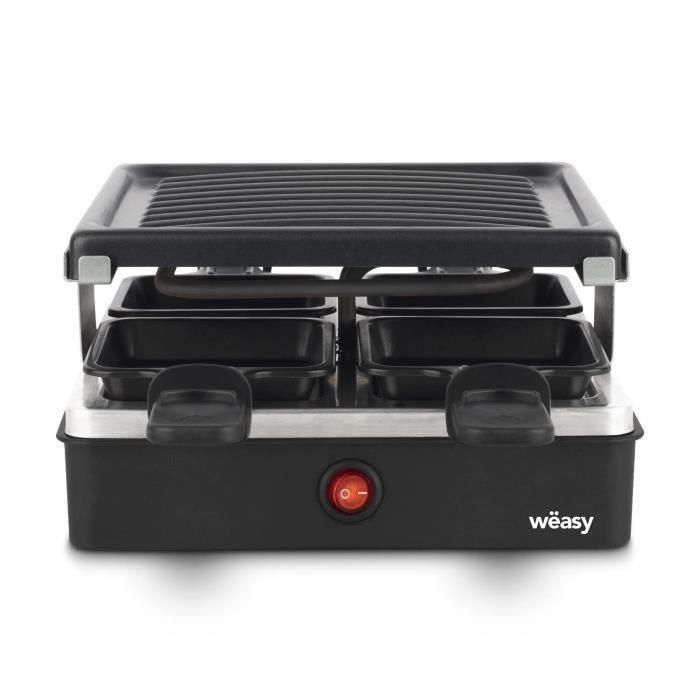 WEASY LUGA40 - Raclette y parrilla para 4 personas - 600W - Revestimiento antiadherente - 19,7x19,7cm - Placa extraíble 2 WEASY LUGA40 - Raclette y parrilla para 4 personas - 600W - Revestimiento antiadherente - 19,7x19,7cm - Placa extraíble 2