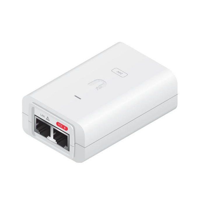 Ubiquiti Adaptador PoE 24VDC 0.5A para airGateway. Protección Sobretensión, ESD y Cable AC con Tierra - 87x44x29mm
