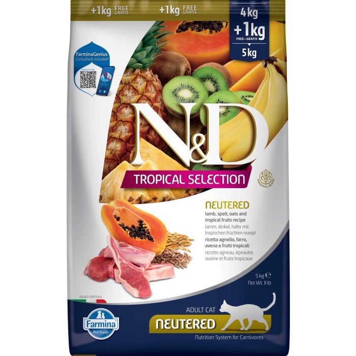 Farmina N&D Cat Tropical Selection Neutered Cordero 4+1 kg Farmina N&D Cat Tropical Selection Neutered Cordero 4+1 kg