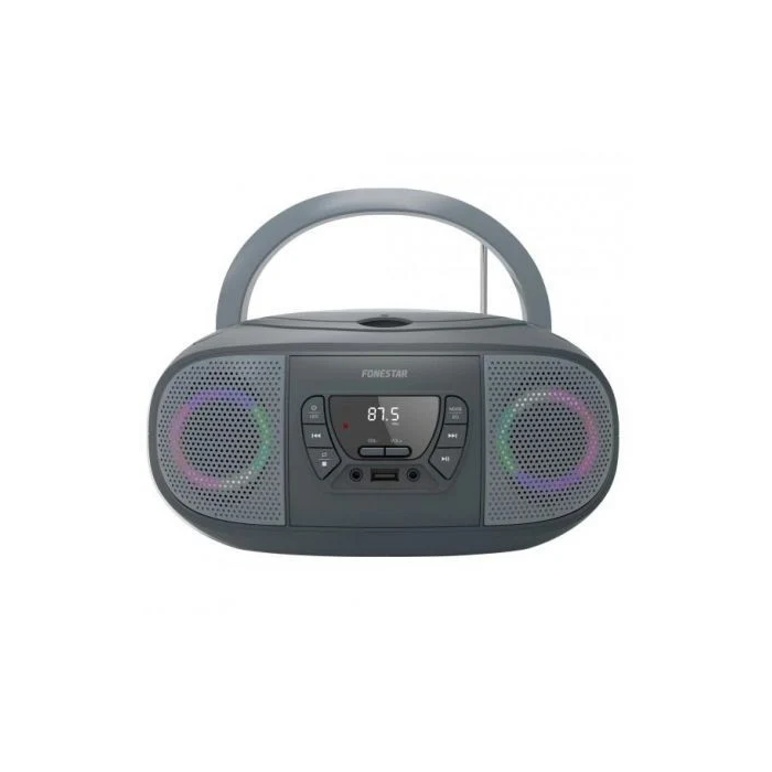 Fonestar BOOM-GO-G Radio CD Bluetooth USB Portátil con Efectos Luminosos Gris Fonestar BOOM-GO-G Radio CD Bluetooth USB Portátil con Efectos Luminosos Gris